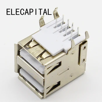 

10pcs/lot USB A Type Female Socket Connector White 2to1 Set G44 for Data Connection Interface Charging Free Shipping