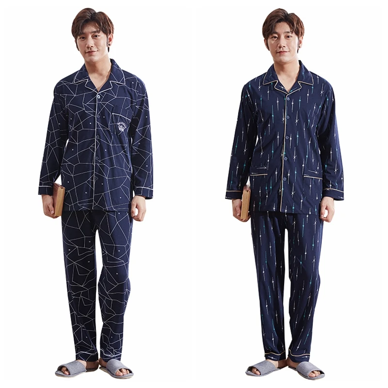Korean Harajuku Men Pyjama Sets Winter Autumn Fashion Casual Mens Print