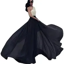 Черный шифон Макси Mopping Этаж юбка Для женщин ларгас Faldas Jupe Longue лето Saia Longa Для женщин S Длинные Большой Хем пляж юбки для женщин