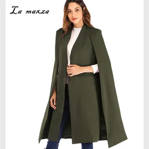 Women's Coat Winter Elegant Long Cape Coat Fashion Vintage Overcoat Korean Style Wool Cape Coat