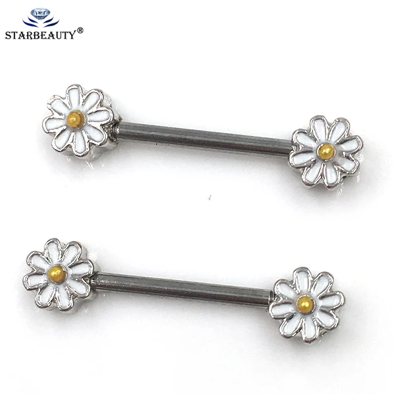 1Pair 14/16G Opal Gem Punk Daisy Nipple Barbell Helix Piercing Sexy Bar Rings Jewelry Creative Punk Body Jewellery Women Gift - Image 6
