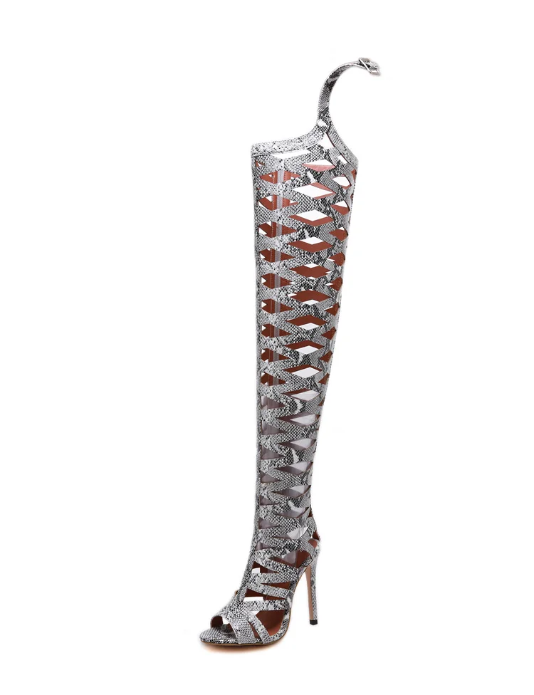 Aneikeh/ г. Новые пикантные женские ботинки «Челси» из PU искусственной кожи вечерние сапоги с открытым носком на высоком тонком каблуке, на молнии сапоги до колена женские змеиные Размеры 35-40