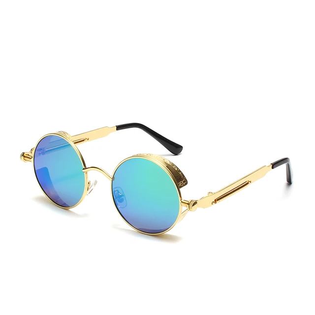 OLEY Brand Metal Round Steampunk Sunglasses Men Women Fashion Color film punk sun glasses Driving Anti-glare Eyewear UV400 Y261 Y261 C4