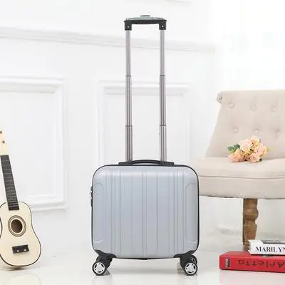 Унисекс ABS+ PC, Дорожный чемодан для женщин, ноутбук, багаж, полосатый узор, Малый багаж, 18 дюймов, Спиннер, ящик для рисования, многоцветный - Цвет: 18 Inch Gray