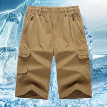 Мужские летние укороченные брюки на молнии, прямые Свободные Комбинезоны, модные хлопковые повседневные штаны для гарго, мужские брюки до середины икры, 5,29