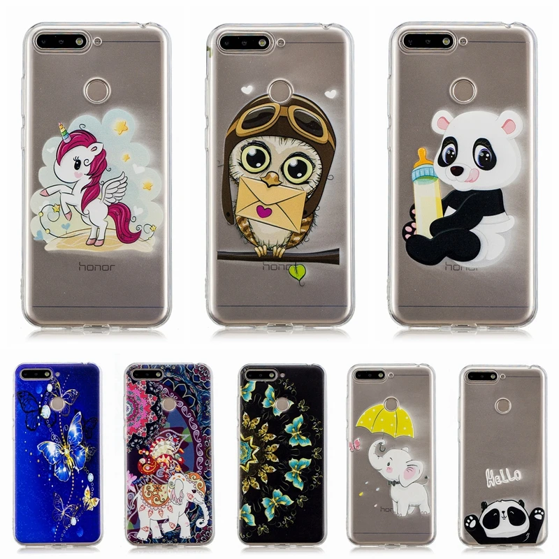 loovedwj For HUAWEI honor 7C 7A 7X Case Back Transparent Soft TPU Cover Floral Cute 8C honor8C |