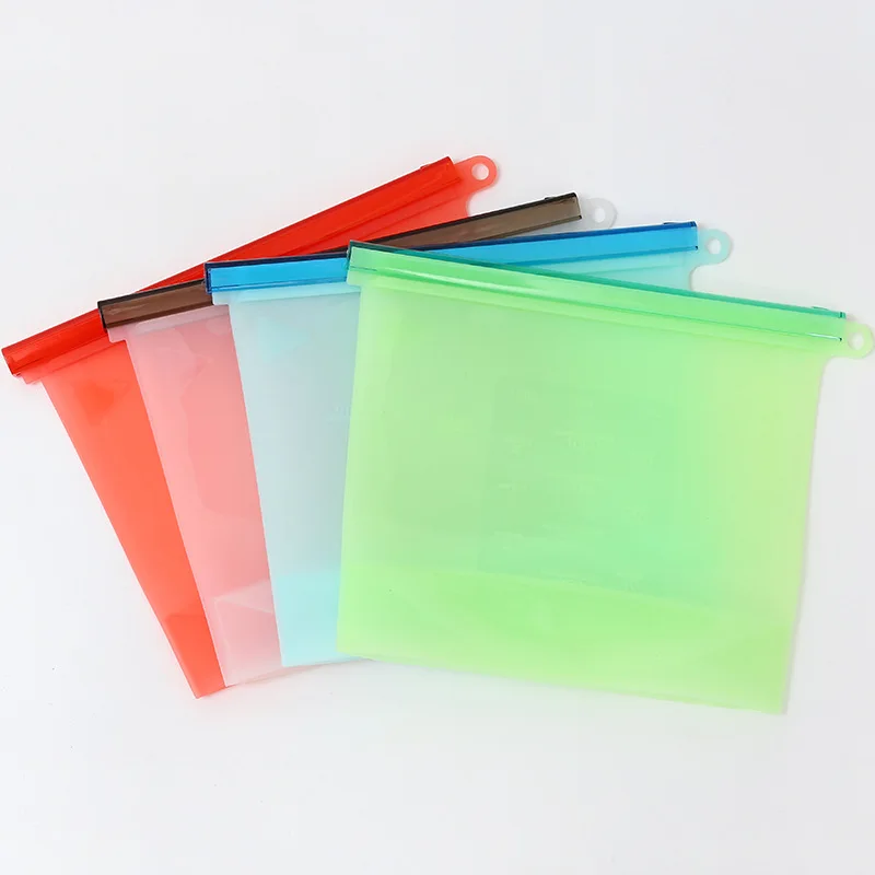 1500MLFood grade high temperature resistant Silicon gel  seal bag refrigerator separate food storage bag food bag cold bags