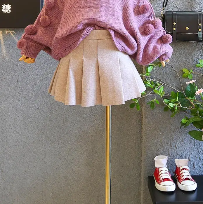 

2018 new wholesale girls woolen draped skirt autumn winter fashion girls skirt 2-7t A440