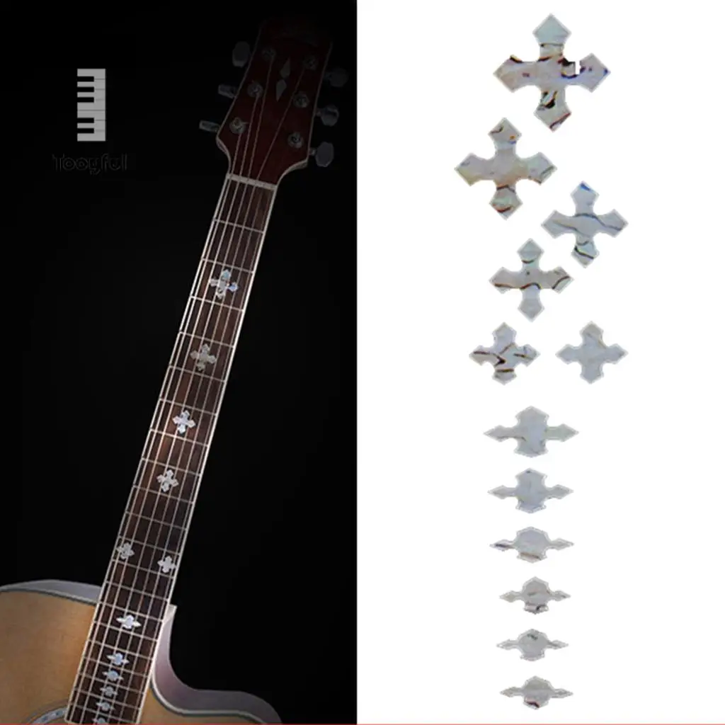 Guitar Neck Fret Fretboard Inlay Stickers Decals Position Markers Cross Style