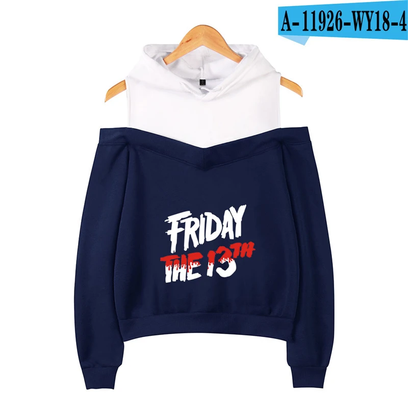 Friday The 13Th Off Shoulder Hoodie The Game Horror Mask Killer Puzzle Hooded Jacket Pink Women Hoodies Causal 3D Clothing