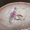 New Fluorite Purple Crysta Rose Pink Quartz Opal Clear Crystal Howlite Stone Onyx Bicone Bead Faceted Steel Wire Winding  Ring 3