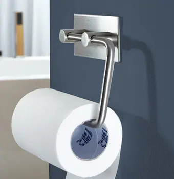 

304 Stainless Steel Toilet Paper Holder Storage Bathroom Kitchen Paper Towel Dispenser Stick On Sticky Tissue Roll Hanger