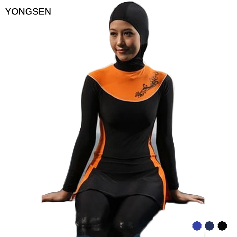 

YONGSEN Push Up Long Sleeve Plus Size Muslim Swimwear Modest Islamic Swim Wear Baiclothing Women Full Cover Swimsuit Burkinis