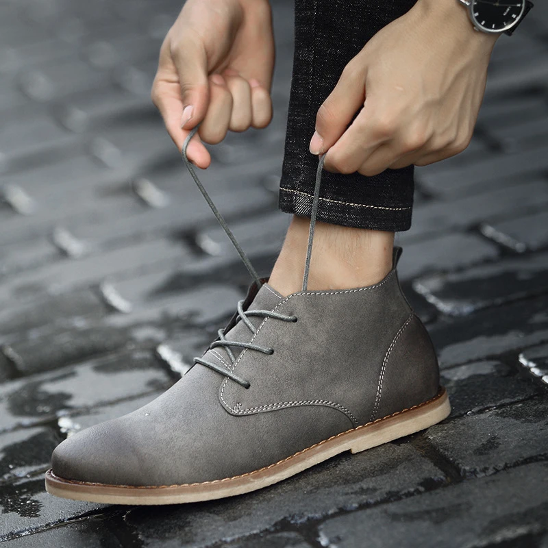 Noir Casual Air Souple With High Top brown black Semelle Pointu Fur Aa60831 Cuir Vintage Plat En Bout Fur Chaussures Hommes Lace Up D'affaires Fur gris gray Plein marron À VjLqGMpSzU