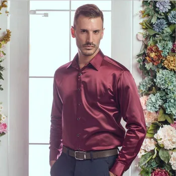 

Mens shirts big size men Very good quality long sleeve velvet silk shirt autumn winter men warm Cultivate one's morality shirt