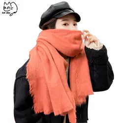 2019 Новая мода Большой женские шарфы Для женщин длинный кашемировый Зимняя шерстяная одежда Blend мягкий теплый шарф Обёрточная бумага шаль