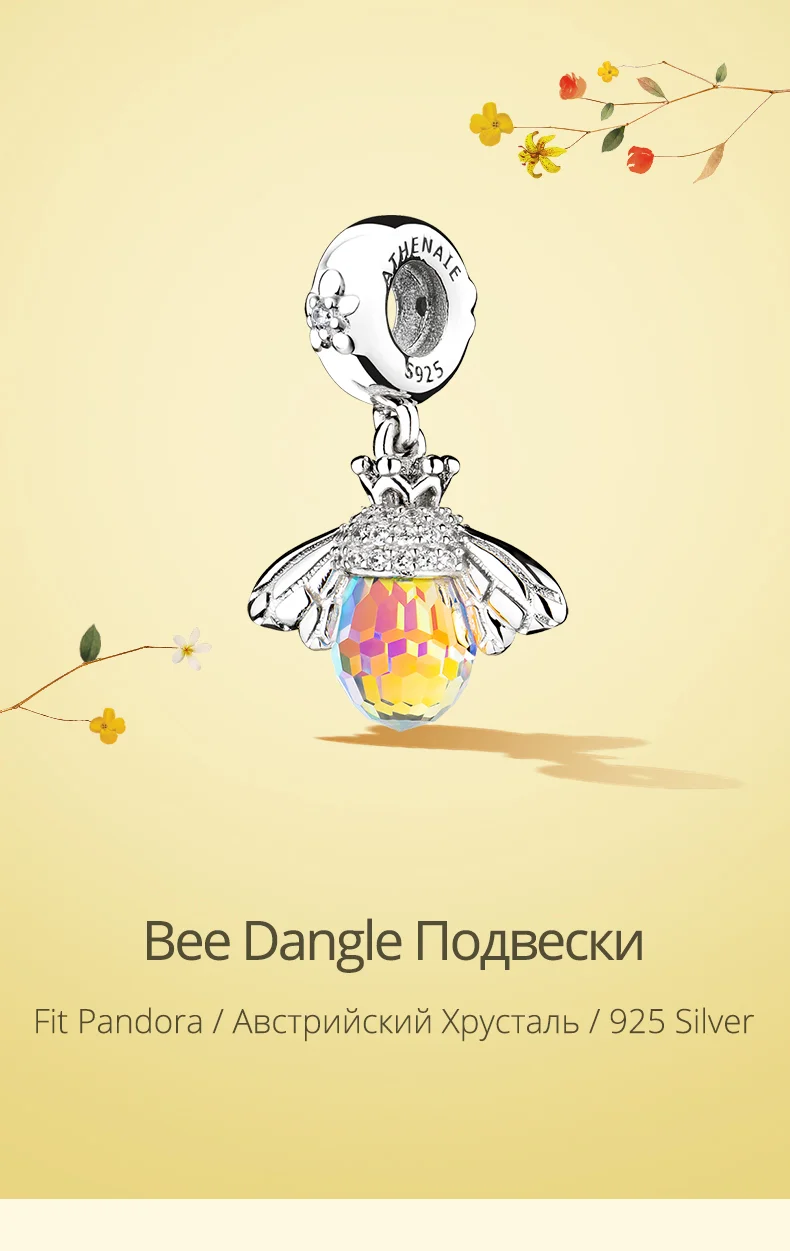 ATHENAIE Классический 925 серебро с кристаллами Подвески пчелы ожерелье подходит браслет для женщин ювелирные аксессуары