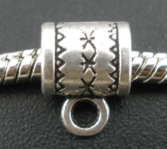 DoreenBeads European Style Bails Beads Round Antique Silver Color Pattern 8.0mm( 3/8&quot) x 6.0mm( 2/8&quot) 20 PCs 2015 new | Украшения и