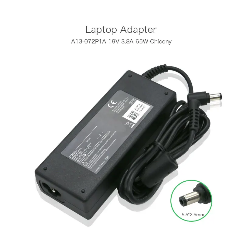 

19V 3.8A 72W 5.5*2.5mm A13-072P1A A072A001L Laptop AC Adapter Power Supply Battery Charger