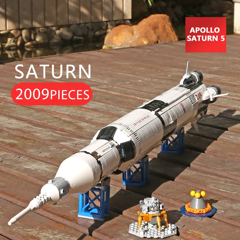 

New creator apollo saturn v compatible with LegoINGlys 21309 vehicle rocket bricks model building kits blocks toy christmas gift