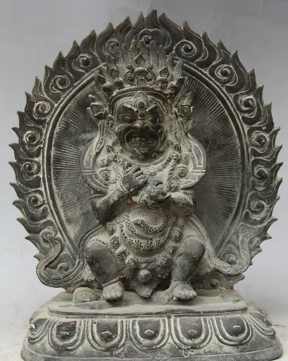 

150401 S1215 10" Old Tibet Tibetan Buddhism Bronze Mahakala Wrathful Deity Buddha Statue