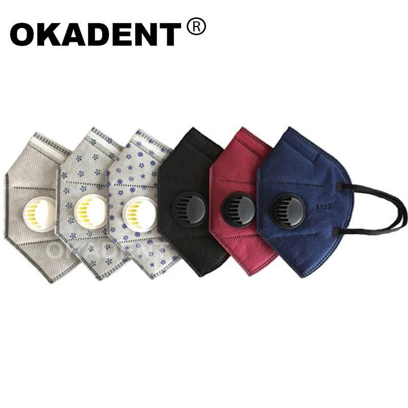 

5pcs KN95 Multicolor vertical folding nonwoven valved dust Activated carbon mask PM2.5 respirator mouth mask with valve