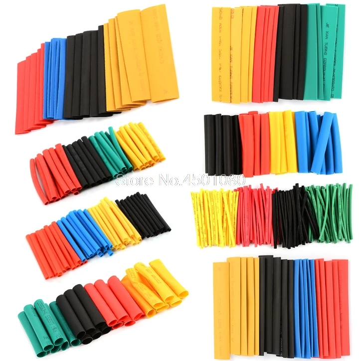 

127/140/280/328Pcs Assorted Polyolefin Heat Shrink Tubing Tube Cable Sleeves Wrap Wire Set 8 Size Multicolor/Black
