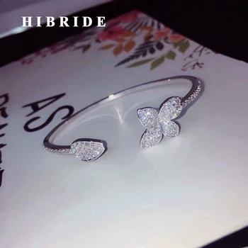 

HIBRIDE New Small Leaf Shape Gold Color And White Gold Color Cuff Bracelets and Bangles For Women Pulseiras Femininas B-135