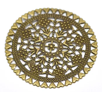 

8SEASONS 20PCs Antique Bronze Filigree Round Wraps Connectors Embellishments Findings 6cm(2-3/8") (B18534)