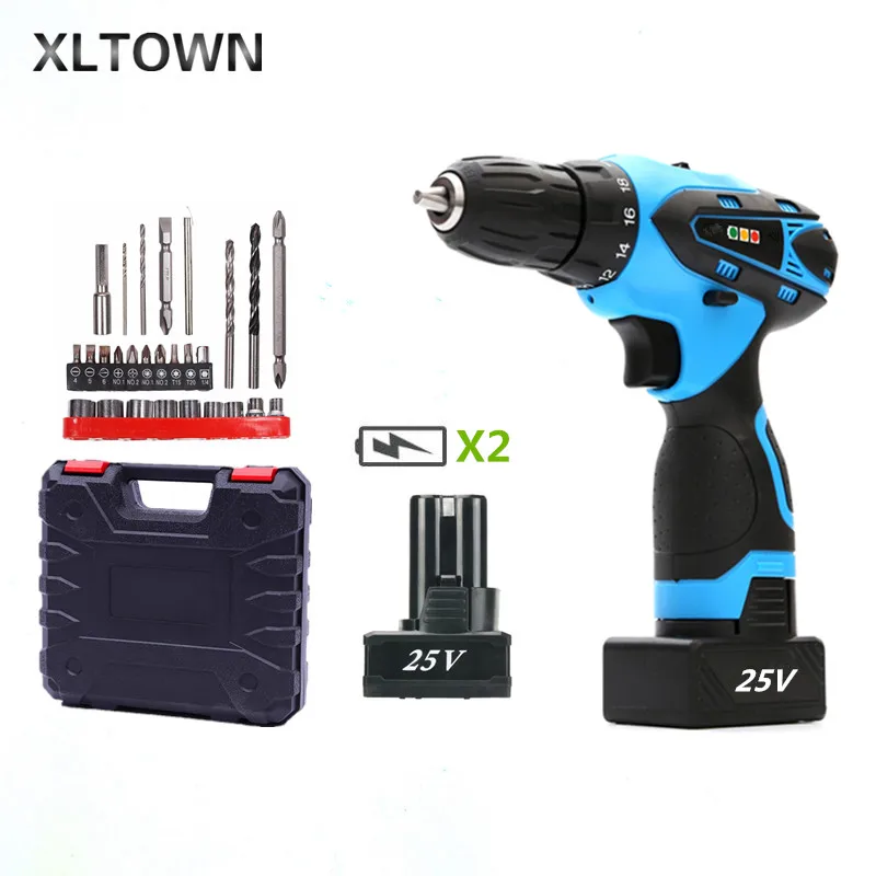 

Xltown new 25v Cordless Electric Screwdriver with 27 Drii bits Rechargeable Lithium Battery Multifunction Electric Drill Tools