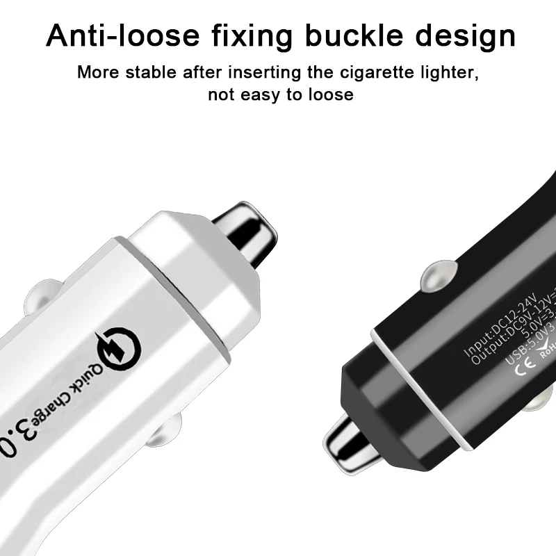 Автомобильное зарядное устройство Dual USB quick charge 3 0 3.1A металлическое автомобильное