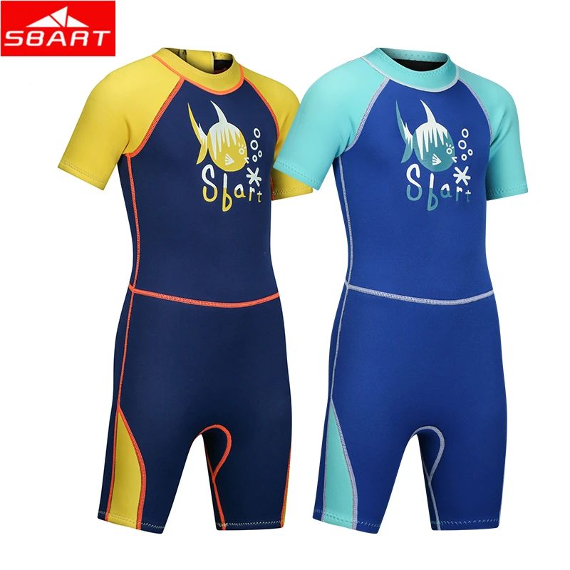 

SBART Children Diving Wetsuits 2mm 90% Neoprene+10% Nylon One-Piece Boys Girls Short Sleeve Water Sportswear Snorkeling Wetsuits