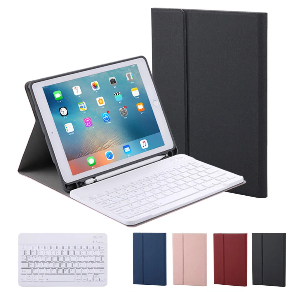 Split Design For Apple iPad 2017 2018 Air 1 2 Pro10.5 Leather Case With Bluetooth Keyboard Case Cover Pencil Holder