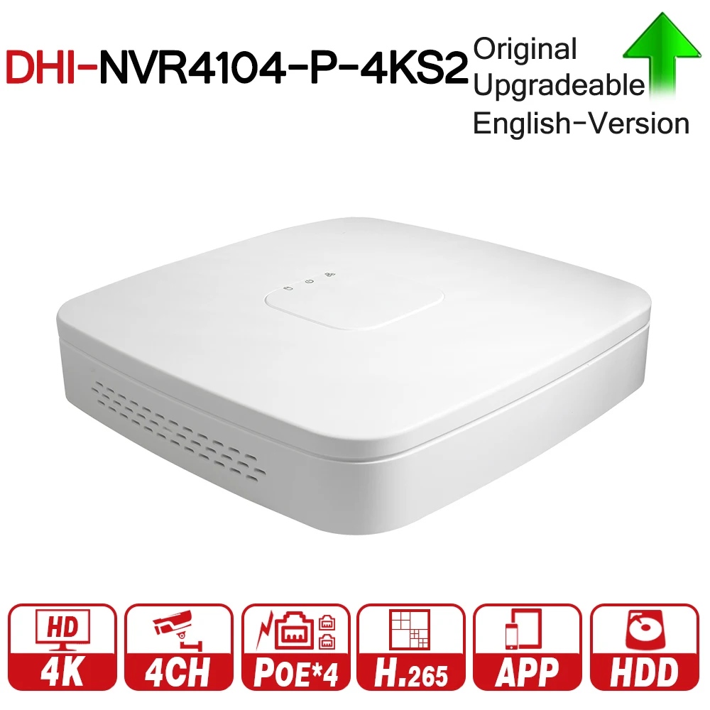 

DH 4K POE NVR NVR4104-P-4KS2 With 4ch PoE h.265 Video Recorder Support ONVIF 2.4 SDK CGI White POE NVR For DH CCTV System