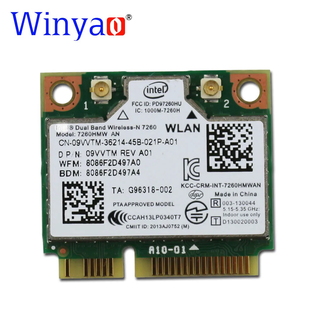 Winyao 300 Мбит/с Двухдиапазонная беспроводная карта N 7260HMW AN 802.11n MINI PCI E 2 4G/5G 2x2 WiFi +