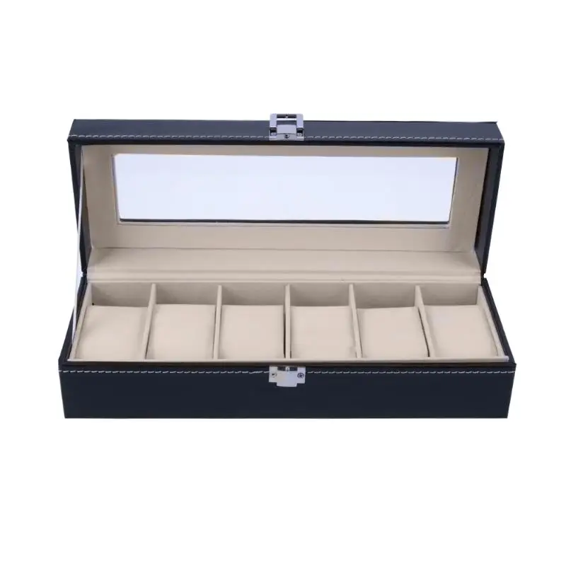 Buy 6 Slots Watch Case Box Jewelry Storage Box with Cover Case Jewelry Watches Display Holder Organizer