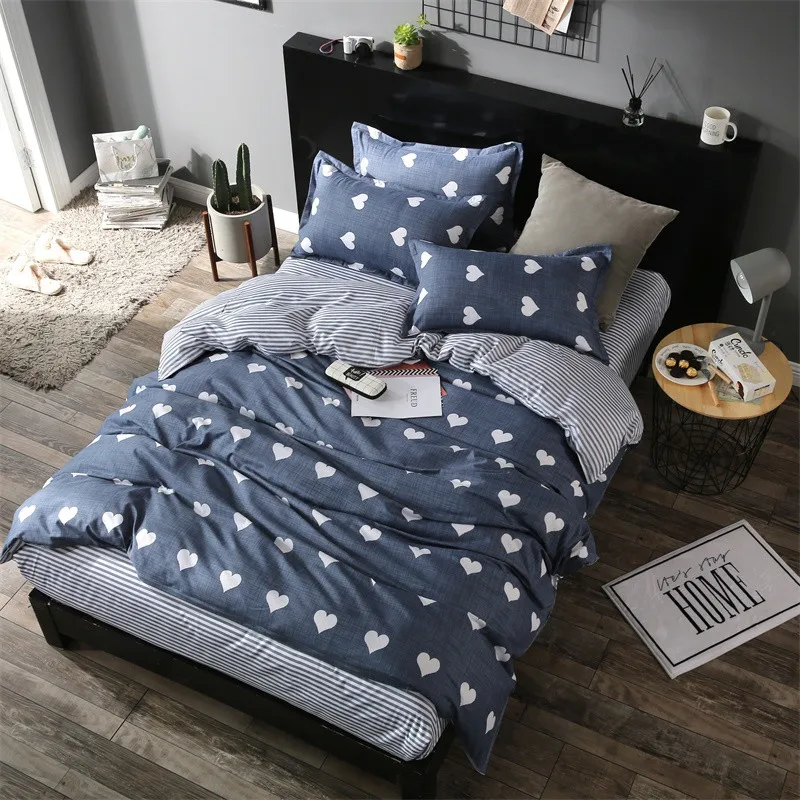 Home textile love heart printed bedding set king queen full twin duvet