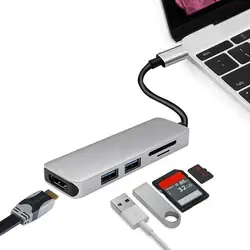 НОВЫЙ Thunderbolt 3 концентратор USB док-станция usb type C к HDMI USB3.0 кабель TF SD карта 5в1 адаптер сплиттер для Macbook Pro
