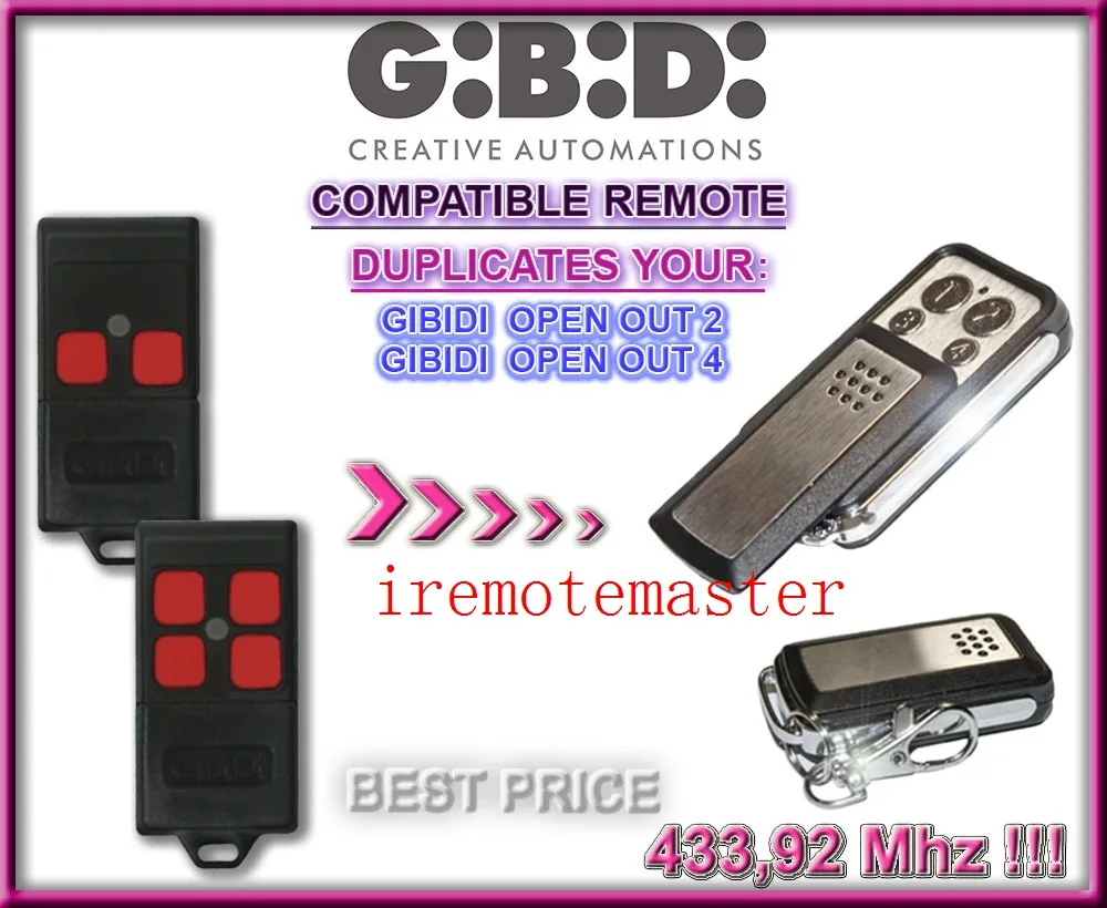 

Favorable price GIBIDI OPEN OUT2,OPEN OUT4 replacement remote control free shipping