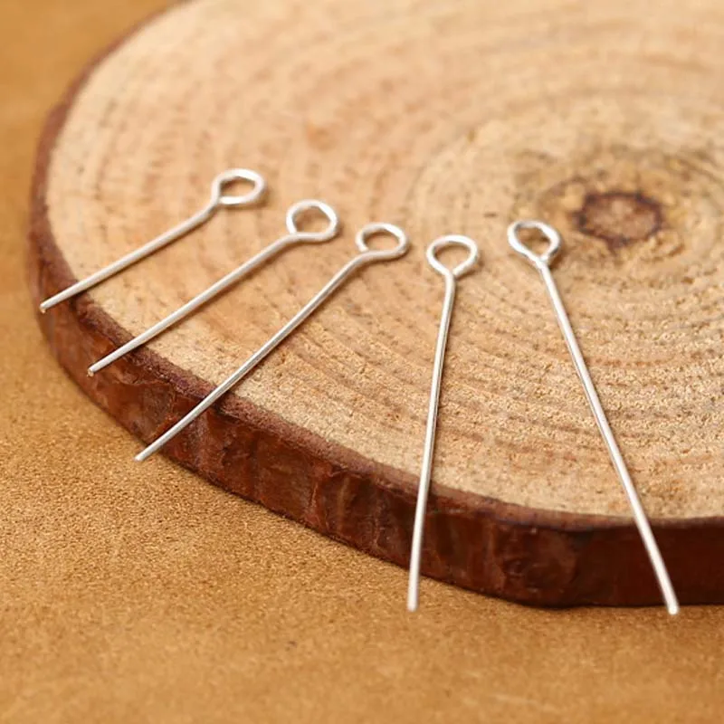 10pcs Real Pure Solid 925 Sterling Silver Needle Pins for DIY Jewelry Making Findings Earring Necklace Connector Part Base