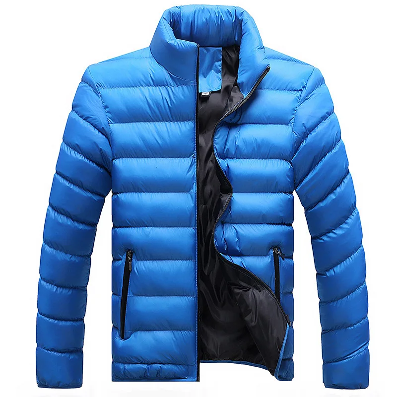 Мужская повседневная Толстая куртка из хлопка для осени и зимы, теплое пальто для мужчин, ветровка, верхняя одежда, уличная одежда, длинное стеганое пальто - Цвет: Blue Black Jacket
