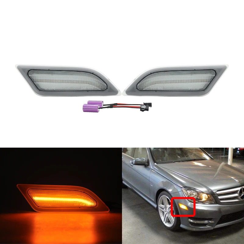 

Clear Smoke Front Led Side Marker Turn Signal Light Lamp For Benz W204 C-Class C250 C300 C350 C63 AMG CANbus Error Free