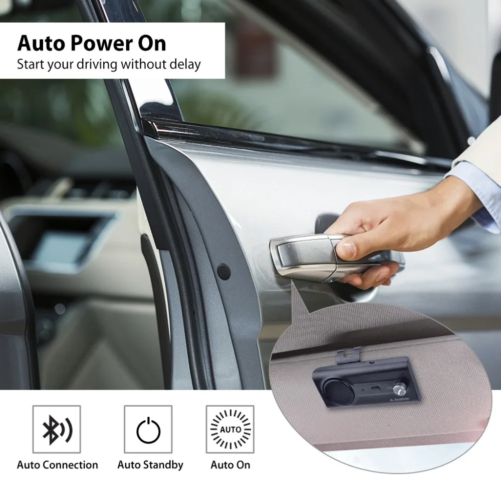 Avantree CK11 Hands Free Bluetooth for Cell Phone Car Kit Loud Speakerphone Siri Google Assistant Support AUTO ON