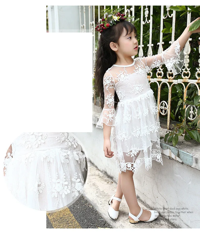 lace crochet flowers baby big girls summer dress Children clothing for 2 4 6 8 10 12 11 13 years flare sleeve kids beautiful girls dresses 3 4 5 6 7 8 9 10 11 12 13 14 years big girls mid long wgite pink purple summer dress for kids girls  ( (26)