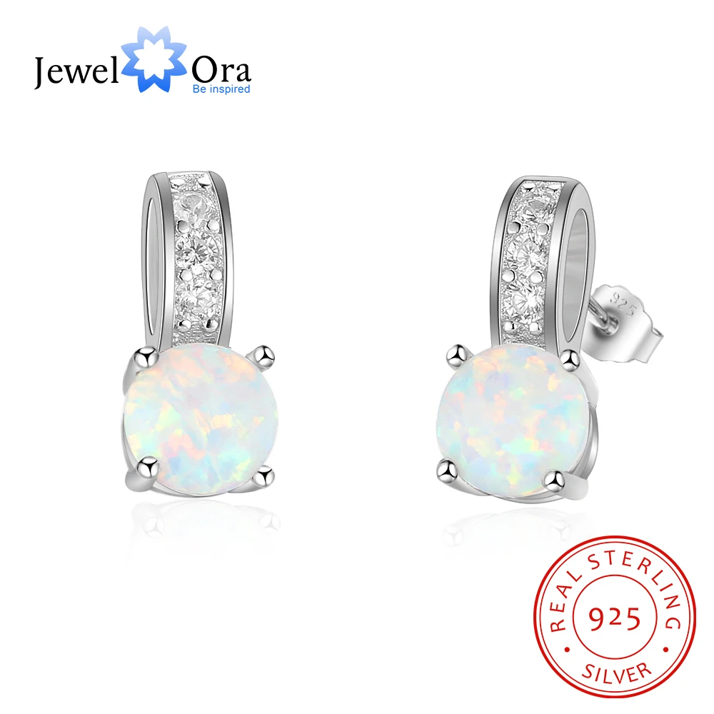 

White Opal Jewelry Stud Earring Soild 925 Sterling Silver Earrings For Women Trendy Gift Free Fast Shipping(Jewelora EA102913)