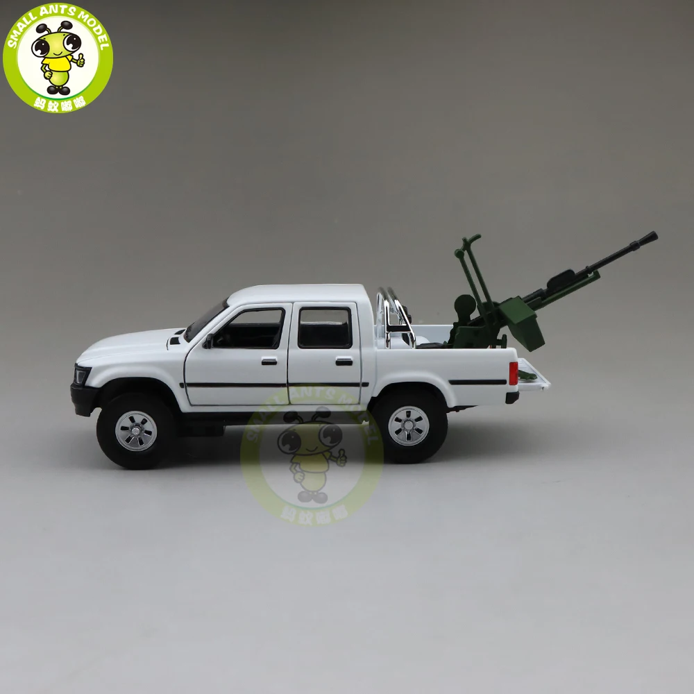 1/32 Jackiekim Hilux грузовик пикап с анти-ствол танка литая металлическая Модель автомобиля игрушки Дети Звук освещение подарки - Цвет: White(no box)