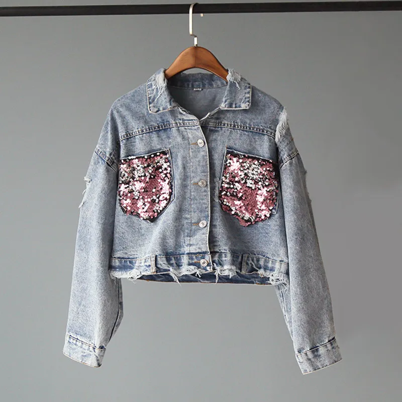 

Short Denim Jacket Women Fashion Streetwear Autumn Coat Women Washed Ripped Cropped Jeans Jacket Women chaqueta mujer