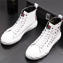 ERRFC Новое поступление мужские белые модные сапоги дизайнер заклепки Высокий Верх Красный Повседневная обувь Человек тенденции ковбойские кожаные ботильоны 43