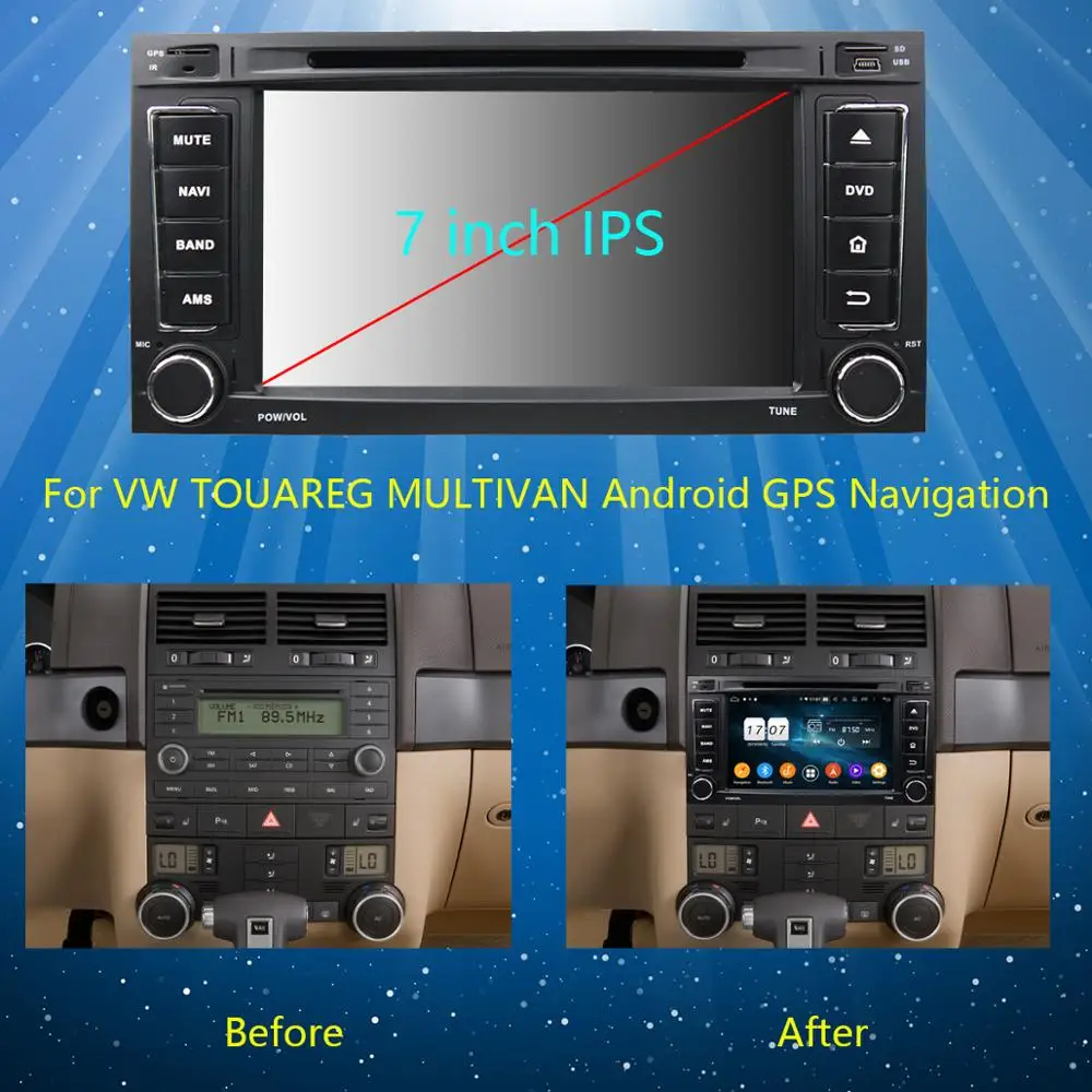 Clearance 7"IPS 8Core 4G RAM+64G ROM Android 9.0 Car DVD Radio GPS For Volkswagen VW Touareg Multivan Transporter T5 DSP CarPlay Parrot BT 1 Clearance 7"IPS 8Core 4G RAM+64G ROM Android 9.0 Car DVD Radio GPS For Volkswagen VW Touareg Multivan Transporter T5 DSP CarPlay Parrot BT 1