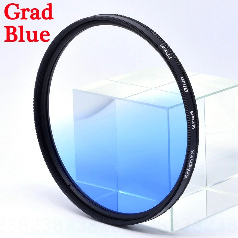 KnightX ND2 ND4 ND8 ND16 ND 49MM 52MM 55MM 58MM 67MM 77MM Camera Lens Filter For canon eos sony nikon 400d d70 photo kit 18-135 - Цвет: Grad Blue